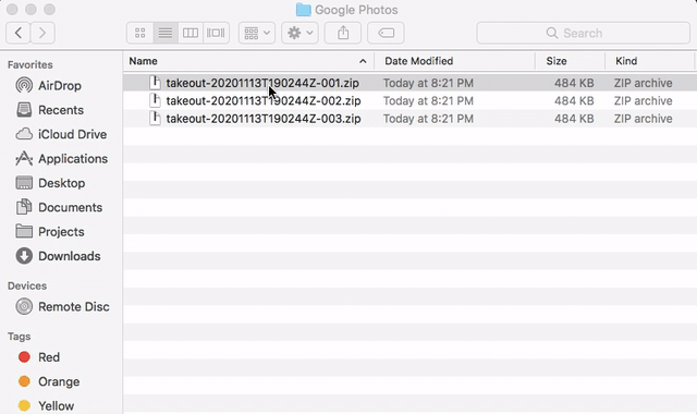 A MacOS window extracting several ZIP files
